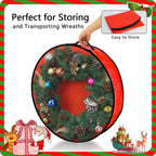 Pwsap 2 Pack Christmas Wreath Storage Container - 30 Inch, Garland Storage, Christmas Large Wreath Storage Container Cover, Durable Tarp Material, Dual Zipper Storage Bag for Xmas Holiday, Red