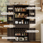Ball & Cast Farmhouse Kitchen Pantry Cabinet, Brown, 71 Inch | Adjustable shelves, microwave shelf, wine rack & drawer storage
