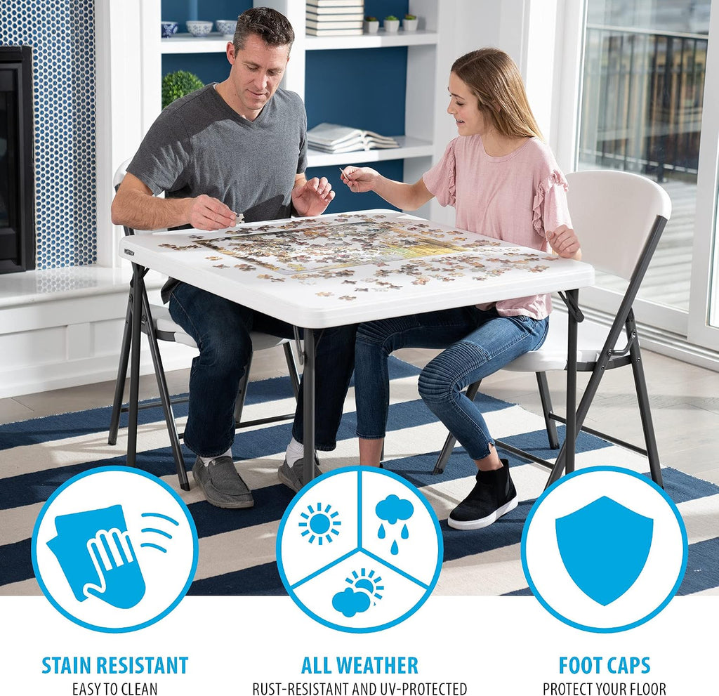 LIFETIME 80783 37-Inch Commercial Grade Square Folding Card Table, White Granite