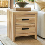 WAMPAT End Table with 2 Large Drawers, Farmhouse Side Table with Storage, Rustic Wood Nightstand Bedside Table for Bedroom and Living Room, Two-Tone