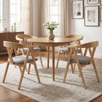 HNY Wooden Folding Chair with Cushion Set of 2, Chenille Foldable Dining Chairs Lightweight Folding Event Chair, Portable Space-Saving Accent Chair for Kitchen Dining Living Room Small Spaces, Grey