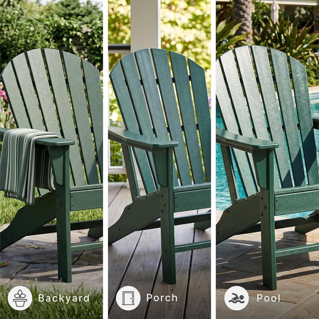 Signature Design by Ashley Karson City Green Adirondack Chair, Durable Weather Resistant HDPE, 36 Lbs Frame, Outdoor Patio Seating