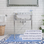 Nantucket Sinks GB-17x13-W Undermount Bathroom Sink – 17"x13" Rectangular White Bowl Bath Vanity Sink, Glazed Bottom for Open Console, w Overflow – Ceramic, High Gloss, Stain & Scratch Resistant