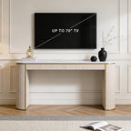 OKD Modern Fluted Console Table, 63" Long Narrow Entryway & Sofa Tables for Hallway, Tall Accent Table Behind Couch for Foyer Living Room, White Alder