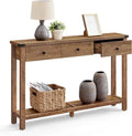 VASAGLE LIRY Collection - Console Sofa Table, Narrow Entryway Table with 3 Drawers, Open Storage Shelf, Metal Corners, for Living Room, Farmhouse Style, Honey Brown ULNT142KB02S
