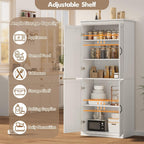GarveeHome Pantry Cabinet, Freestanding Kitchen Pantry Storage Cabinet,70 in Cupboard, Tall Storage Cabinet with Doors and Adjustable Shelves, for Bathroom, Dining Room, Living Room, Antique White