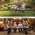6ft Folding Table, Portable Heavy Duty Plastic Table for Party, Black | Fold-in-half Design with Carry Handle,Easy Setup,Compact Storage. Supports 330 lbs for Indoor & Outdoor use,Camping, Picnic