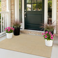 Rugalia Washable Woven Entryway Rug 3x5, Khaki Cotton Indoor Outdoor Doormat Low Plie Non-Slip Kitchen Mat, Modern Natural Floor Carpet for Porch Living Room Bedroom Patio