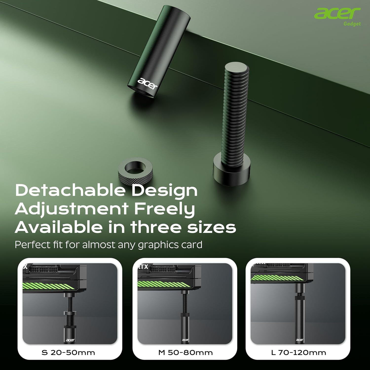 acer GPU Support Bracket, GPU Sag Bracket, Graphics Card GPU Stand with Magnet & Non-Slip Base, Video Card Holder (M, 50-80mm)
