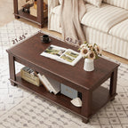 SAVOR LIFE Farmhouse Coffee Table Set of 3,Rustic Wooden Living Room Table Set,Large Coffee/End Side Tables with Open Shelf for Living Room,Walnut