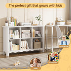 6 Cube Storage Organizer, 28 Inch Kids Low Storage Cabinet, Toddler Toy Storage Bookcase and Bookshelf for Kids Rooms, Playroom, Nursery, Living Room, Rounded Corners & Anti-Tip