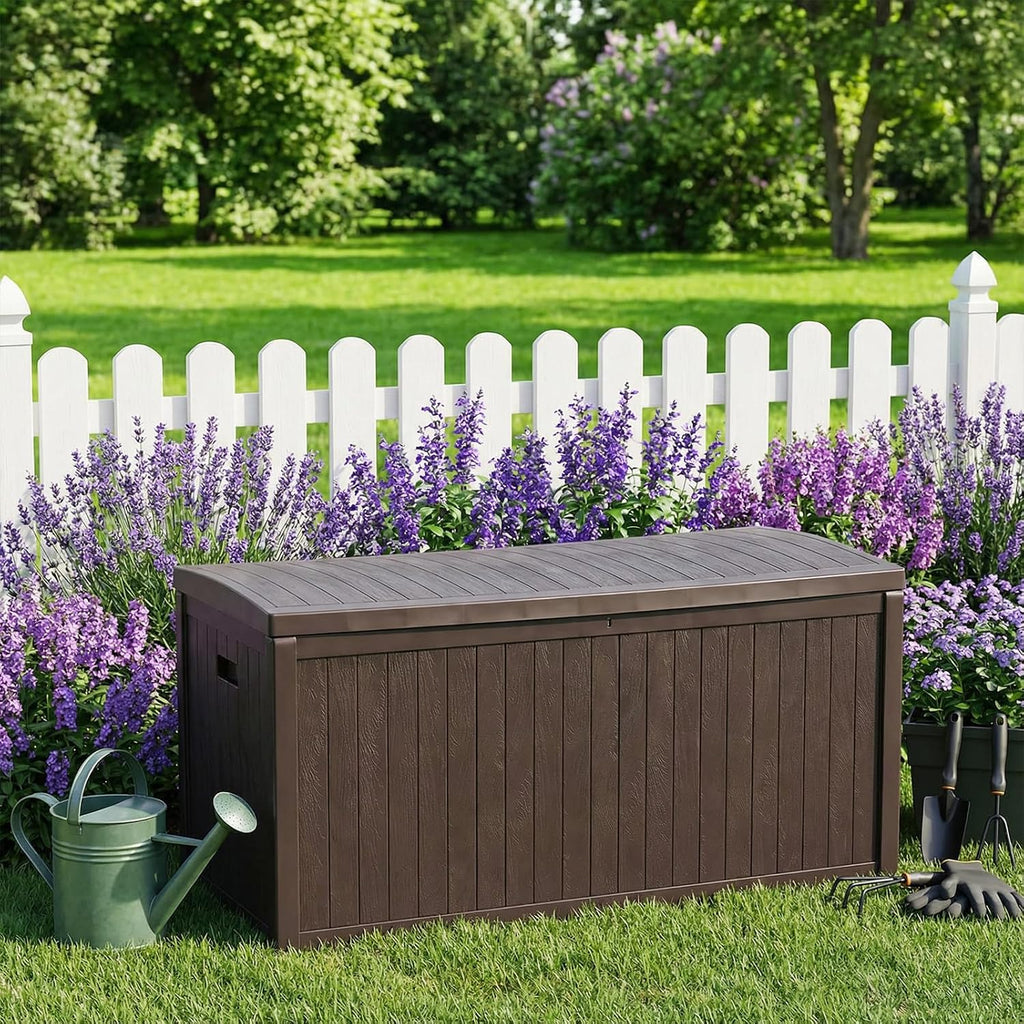 Large Lockable Waterproof Outdoor Storage Bench, Patio Storage Box Container for Furniture Cushions, Garden Pool Yard Tools Organization