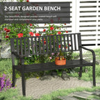 Hassyee Outdoor Metal Garden Bench with Slatted Seats and Backrests for Poolside, Garden, Lawn, Patio Porch Bench with Sturdy Frame for Balcony, Beach, Backyard