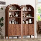 Ieejdn 71" Tall Arched Kitchen Pantry,Modern Fluted Wood Storage Cabinet with Doors,Adjustable Shelves,Organizer, Versatile Cupboard for Kitchen,Living Room,Dining Room,Bathroom,Walnut