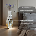 30" Tall Double Sided Crushed Diamond Floor Vases, Large Hollow Out Dustproof Vase for Living Room, Floor Vases Decorative Tall for Home,Office,Hotel(11.8" L x 5.37" W x 30" H)