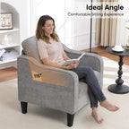 Accent Chair for Living Room, Mid Century Modern Reading Chair for Bedroom, Upholstered Armchair with Side Pockets, Comfy Single Sofa Side Chair for Office, Apartment, Small Room, Light Grey