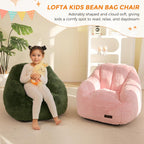 MAXYOYO Kids Bean Bag Chair, Comfy Bean Bag Sofa with Back Support, Faux Fur Cute Chair for Boys and Girls, Stuffed Floor Sofa for Nursery, Bedroom, Green