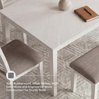 Signature Design by Ashley Erinberg Casual Dining Table with 4 Armless Upholstered Chairs and Bench, Set of 6, White & Light Gray