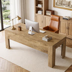 Tribesigns 63-Inch Office Desk, Modern Executive Desk with Large Tabletop, Wooden Computer Desk, Long Workstation for Home Office, Light Brown