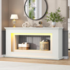 Loomie 63” Long Console Tables for Entryway, Narrow Long Entry Table with LED Lights, 2-Tier Sofa Table Behind Couch, Modern Hallway Accent Table for Living Room, Entrance (White)