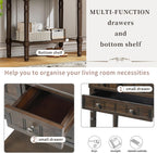 Knocbel Slim Antique Entry Console Table with 3 Drawers & Bottom Open Shelf, Solid Wood Narrow Small Sofa Table for Entryway Hallway Living Room 23.7" W x 13" D x 31.4" H Brown