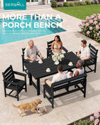 SERWALL Outdoor Bench, All Weather HDPE Outdoor Benches, 2-Person Armless Porch Bench with 600 lbs Weight Capacity, Patio Benches for Outdoors, Porch, Park and Dining, Black