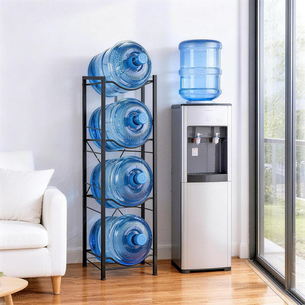 5 Gallon Water Jug Holder, 4-Tier Water Bottle Stand for 5 Gallon Water Dispenser, Water Jug Rack for Kitchen Living Room, Office