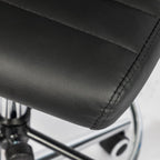 Okeysen Drafting Chair Armless Desk Stool, 400 LBS Ergonomic Leather Tall Office Chair with Adjustable Foot Ring, Modern Standing Desk Chair with Ribbed Mid Back, Swivel Rolling Drafting Stool.