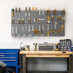 TORACK Garage Tools Organizer Boards Kit with Hooks, Modular Wall-Mounted Tool Storage Pegboard for Workbench(Black, 4 Panels with Hooks)