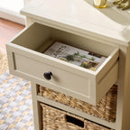 SAFAVIEH Furniture - Carrie 3-Shelf Side Table - Sand - Solid Wood - Farmhouse Tiered Design - Ideal for Living Room, Entryway, Home Office, 16" W x 13" D x 26" H - Fully Assembled (AMH5700J)