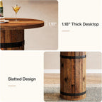 Tribesigns Round Bar Table, 39.4-Inch Bar Height, Bistro Pub Table for Kitchen, Living Room, Small Space, Brown (Only Table)