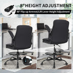 Misolant Drafting Chair, Tall Office Chair for Standing Desk, High Leather Executive Office Chair with Adjustable Height and Flip-up Armrest for Counter Height Desk