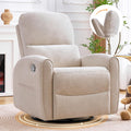 Swivel Rocker Recliner, Manual Swivel Glider Nursery Recliner Chair with Adjustable Headrest and Lumbar Support, Rocking Recling Chairs for Small Space, Living Room, Bedroom, Chenille Camel