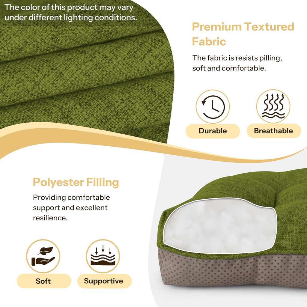 Non-Slip Chair Cushions for Dining Chairs Set of 4 Thick Kitchen Chair Pads Dining Room Seat Cushion with Ties 16" x 16" x 4" Olive Green