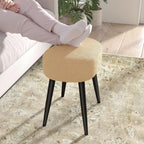 Teddy Velvet Vanity Stool, Upholstered Makeup Chair with Sturdy Metal Legs, Soft Padded Ottoman Footrest, Modern Accent Stool for Bedroom, Living Room, Entryway (Camel, 17.7in H)