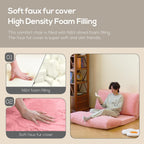 N&V Folding Matress Sofa Bean Bag Bed, Foam Filling Folding Matress Sofa, Includes Removable and Machine Washable Cover, Soft Premium Faux Fur (Medium, Brown)