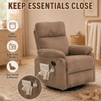 Super Soft Brown Rocking Chair Nursery Recliners, Small Recliner Rocking Chair for Small Spaces, Manual Swivel Glider Recliner for Living Room Bedroom Office, Corduroy, Adjustable Backrest (Brown, 1)