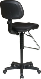 Office Star DC Series Pneumatic Adjustable Drafting Chair with Chrome Teardrop Footrest, Icon Black Fabric