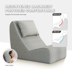 Giant Bean Bag Chair for Adults,Corduroy Chaise Lounge with Unrivaled Back Support, Detachable Neck Pillow, Comfortable Ottoman & Washable Cover for Living Room, Bedroom, Garden (Grey)