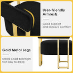 STHOUYN Modern Black Boucle Dining Chairs Set of 4 with Gold Metal Legs, Mid Century Barrel Kitchen Chairs Set, Upholstered Accent Armchairs Dining Room Set, Living Room, Apartment (Black, 4pcs)