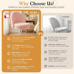 COMHOMA Vanity Chair with Wheels Velvet Tall Office Chair with Back,Armless Desk Chair Comfy Height Adjustable, Soft Lumbar Support for Girls Bedroom Home Vanity Bow Pillow for Gift Pink
