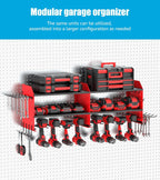 CCCEI Pack of 2 Modular Power Tools Organizer, Drills and Battery Storage Wall Mount, Garage Shop Organization, Anniversary, Birthday, Gifts for Men, Father, Red.