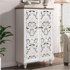 Accent Cabinet with Doors, 47" Tall Buffet Cabinet with Solid Wood Legs, Freestanding Sideboard for Living Room, Entryway, Dining Room, Bedroom, White
