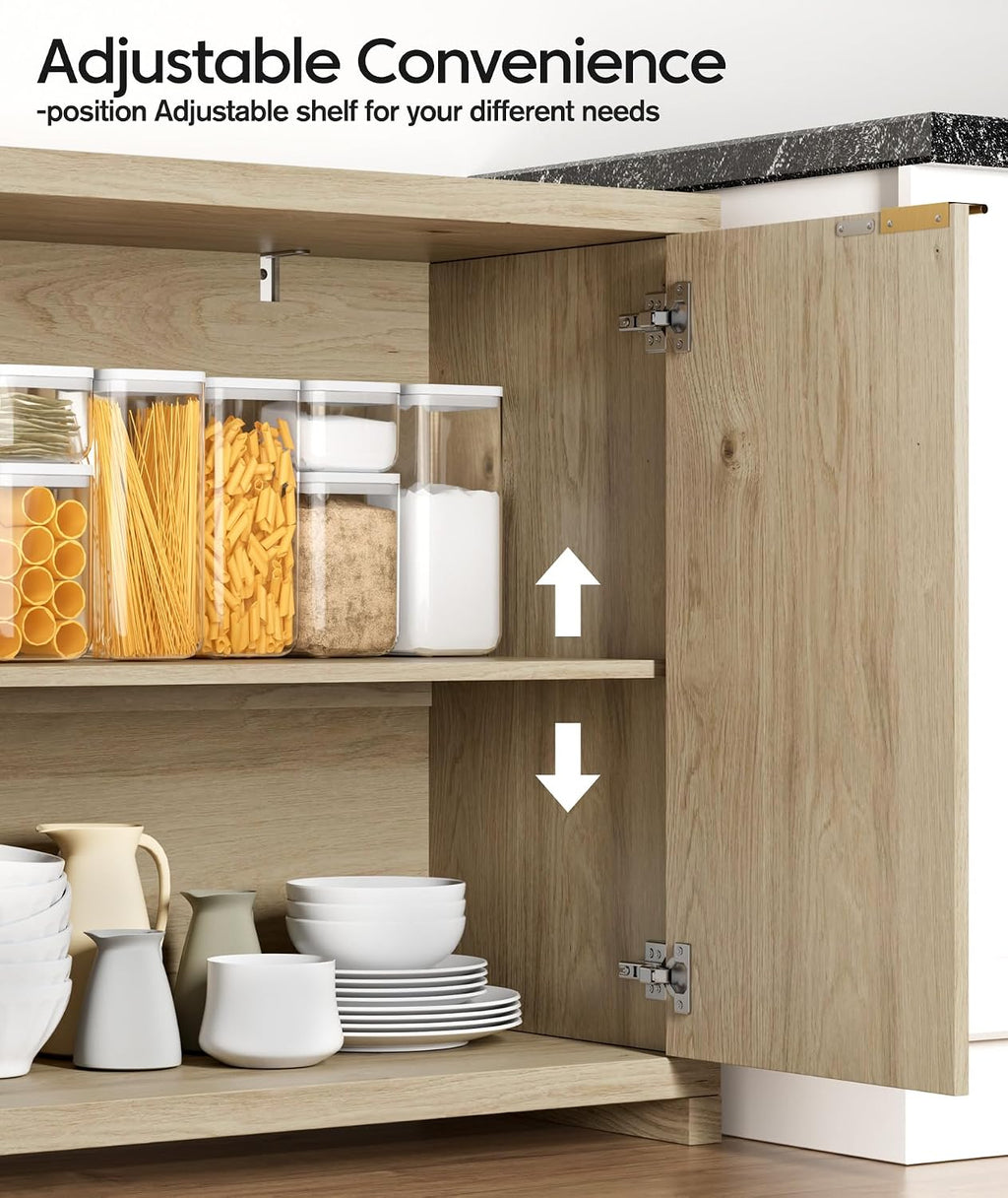 Fluted Sideboard Buffet Cabinet with Storage, Sideboard Cabinet with 2 Doors