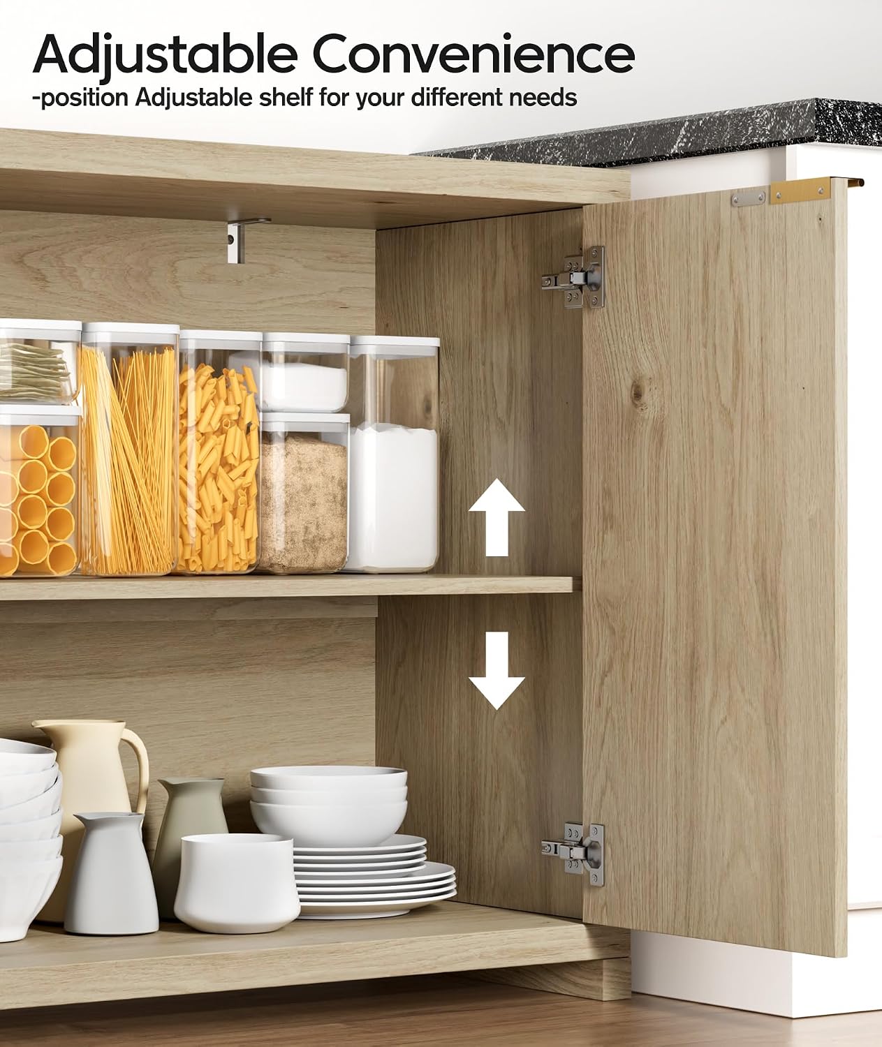 Fluted Sideboard Buffet Cabinet with Storage, Sideboard Cabinet with 2 Doors