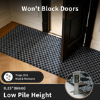 2ft x 6ft Runner Rug, Non Slip Indoor Outdoor Rugs, Waterproof Low Profile Carpet Runners for Hallway Entryway Kitchen Garage Patio Balcony, Custom, Grey Checkered