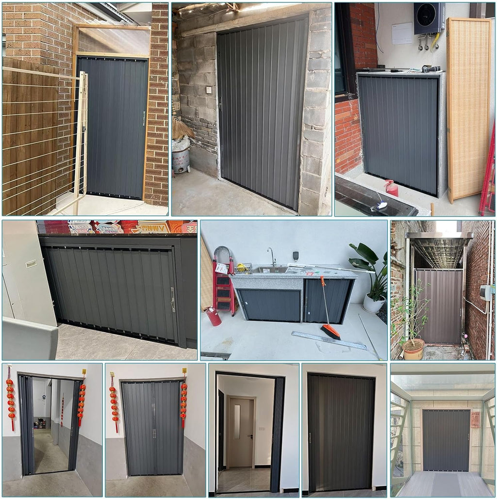 Lockable According Folding Sliding Door Aluminum Customizable, Warehouse Pantry Gate with Key, Room Privacy Dividers Partition Wall for Closet Kicchen(60x82in WXH)