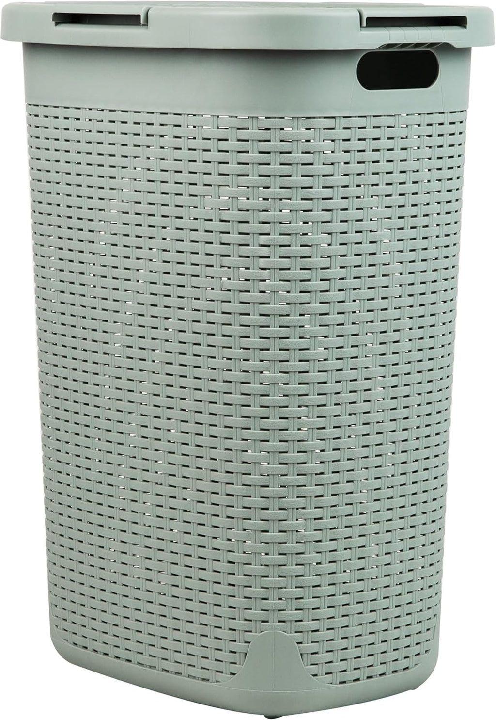 Mind Reader Slim Laundry Hamper with Lid, 60L Tall Clothes Basket, Narrow Tapered Design for Bathrooms, Closets and Laundry Rooms, Plastic, Mint