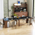20"-118" Extendable Dining Table for 2-12 People, Modern Modular Extension Table, Space-Saving Extra Long Multifunctional Folding Dining Table, Walnut&Black