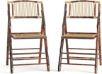 Flash Furniture Folding Bohemian Bamboo Chairs with Curved Backs, Modern Bamboo Folding Dining Chairs, 300 lb. Static Weight Capacity, Set of 2